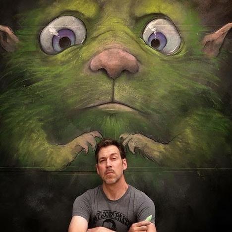 David Zinn art scratching his head_468
